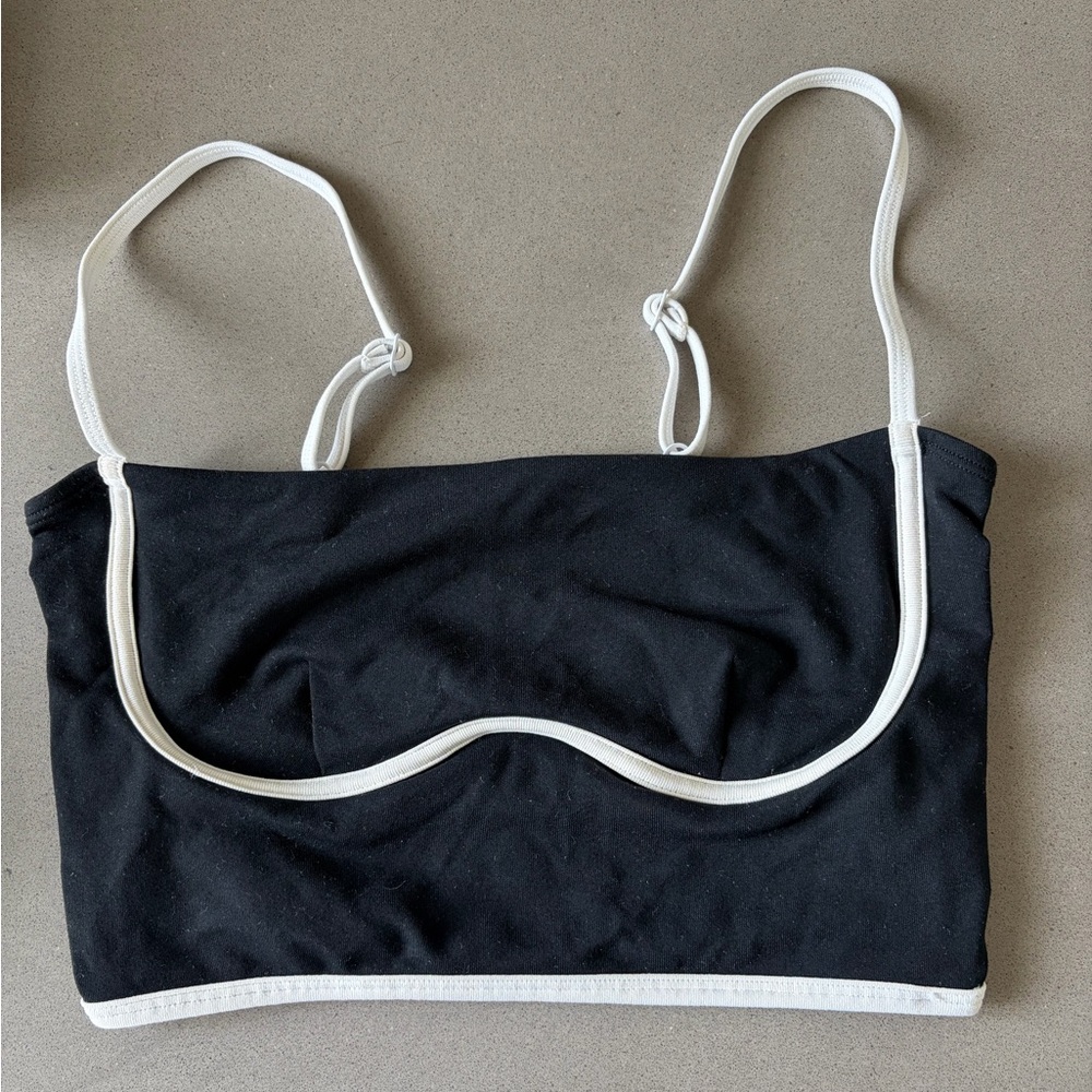 ALO Yoga Black Tank Top with White Trim